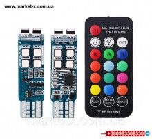 Кольорові габаритні вогні RGB Світлодіодні автомобільні лампи габаритів RGB LED T10 W5W + пульт