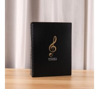 Черная папка с открытыми файлами с рисунком для документов для нот для школы для работы код товара 111134