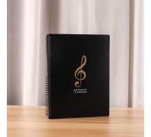 Черная папка с открытыми файлами с рисунком для документов для нот для школы для работы код товара 111135