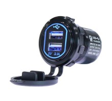 Зарядка USB 12-90в для телефона гнездо 2.0 врезная в алюминиевом корпусе